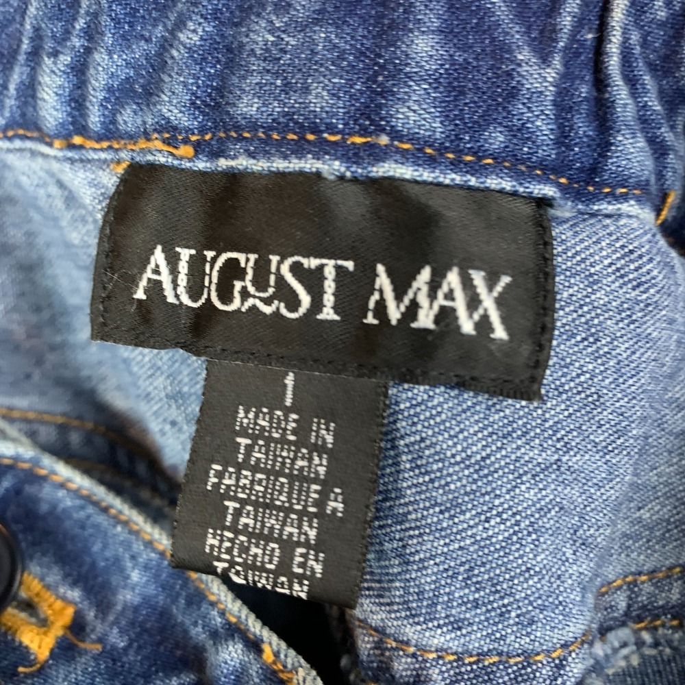 Vtg 90s August Max 1 Maxi Denim Skirt Embroidered Flowers Cottage Modest - Picture 12 of 13